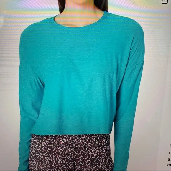 Beyond yoga women’s turquoise, long sleeve tank top/pullover/top size large - Picture 3 of 15